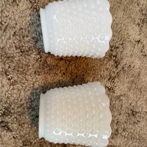 🕯️ Vintage White Milk Glass Hobnail Planters / Vases – Pair